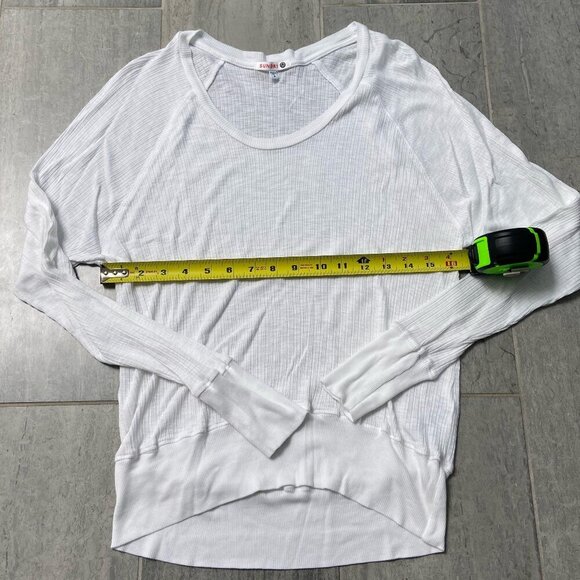 Sundry Thermal Ribbed Long Sleeve Top Made in USA White Medium / Size 2 - Picture 6 of 8
